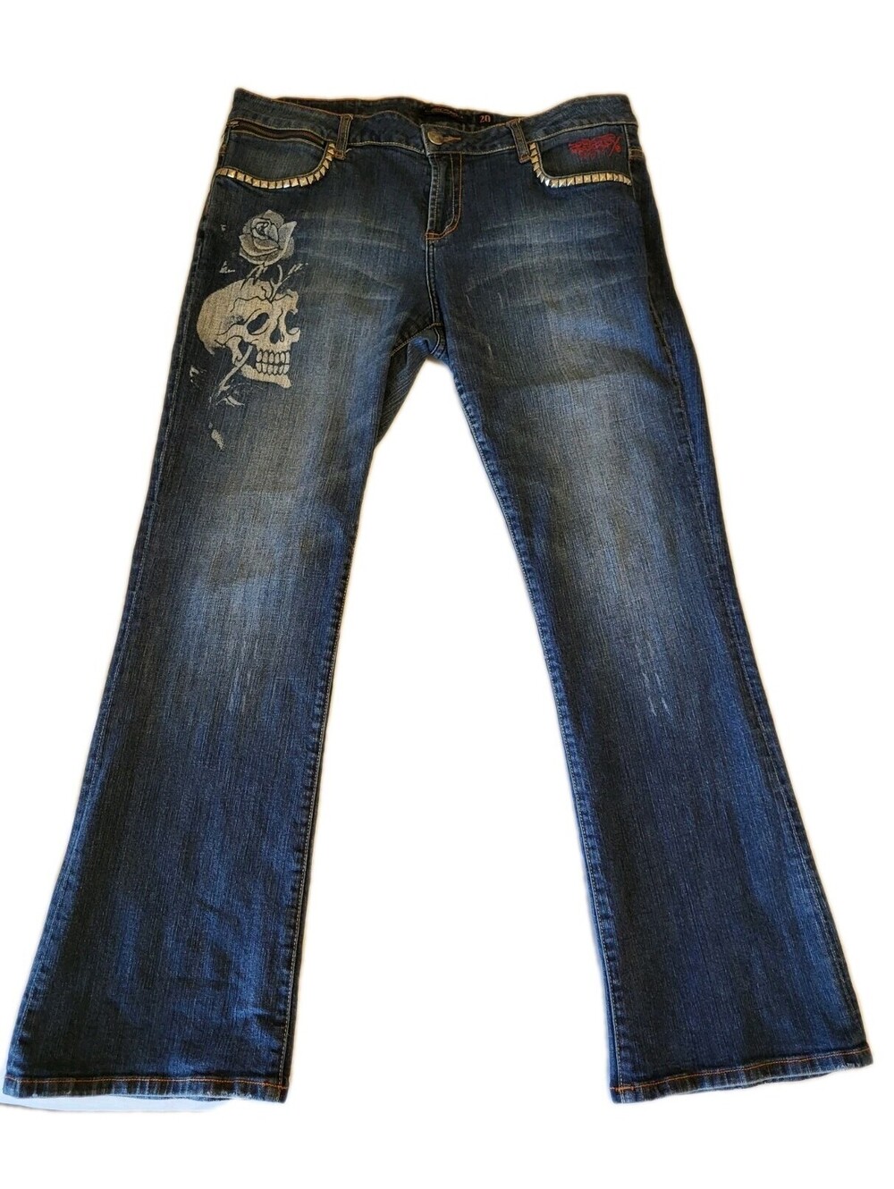 Ed Hardy Y2K Size 20 Boot Cut Denim Tattoo Art Jeans By Christian Audigier VTG